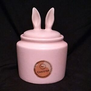 Pastel Pink Bunny Ear Ceramic Canister